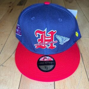 Houston Black Eagles Mens Hat 7 1/2 Fitted Blue Red Negro League Baseball Cap
